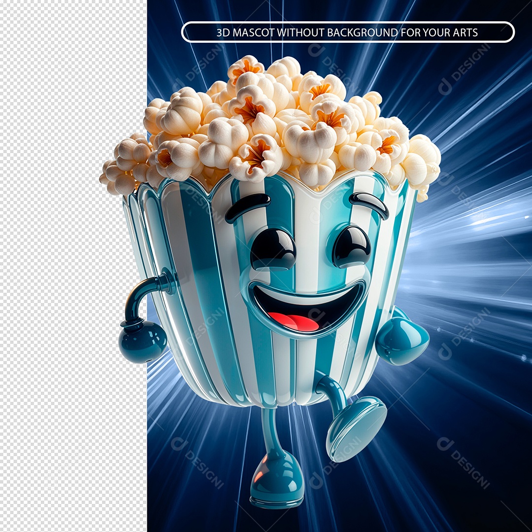 Emoji De Pipoca Elemento 3D para Composição PSD