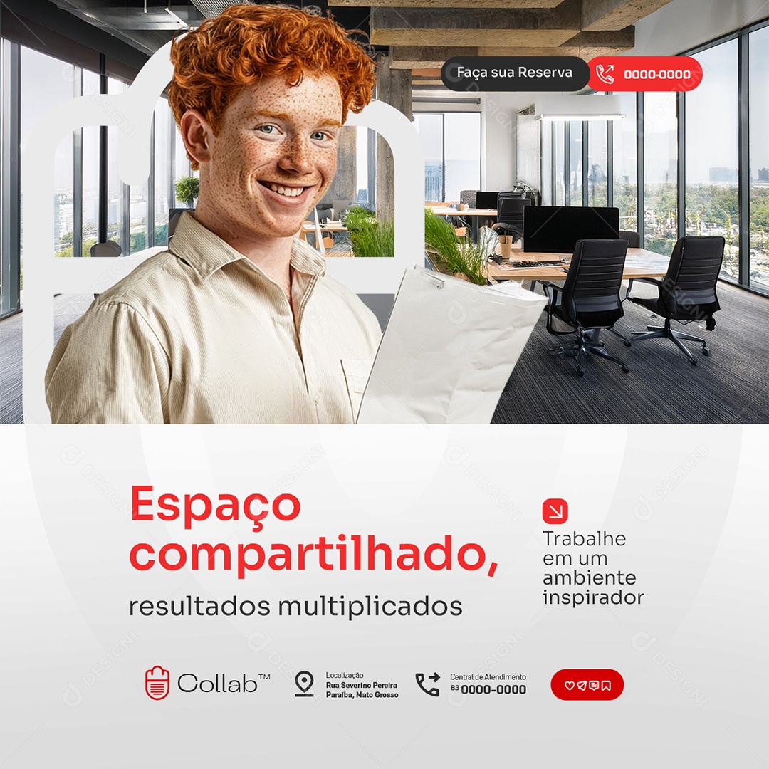 Coworking Espaço Compartilhado Social Media PSD Editável