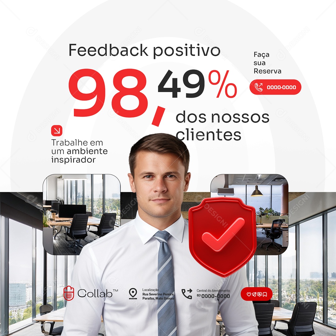 Coworking Feedback Positivo Social Media PSD Editável