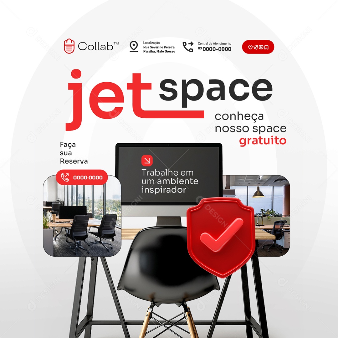 Coworking Jet Space Social Media PSD Editável
