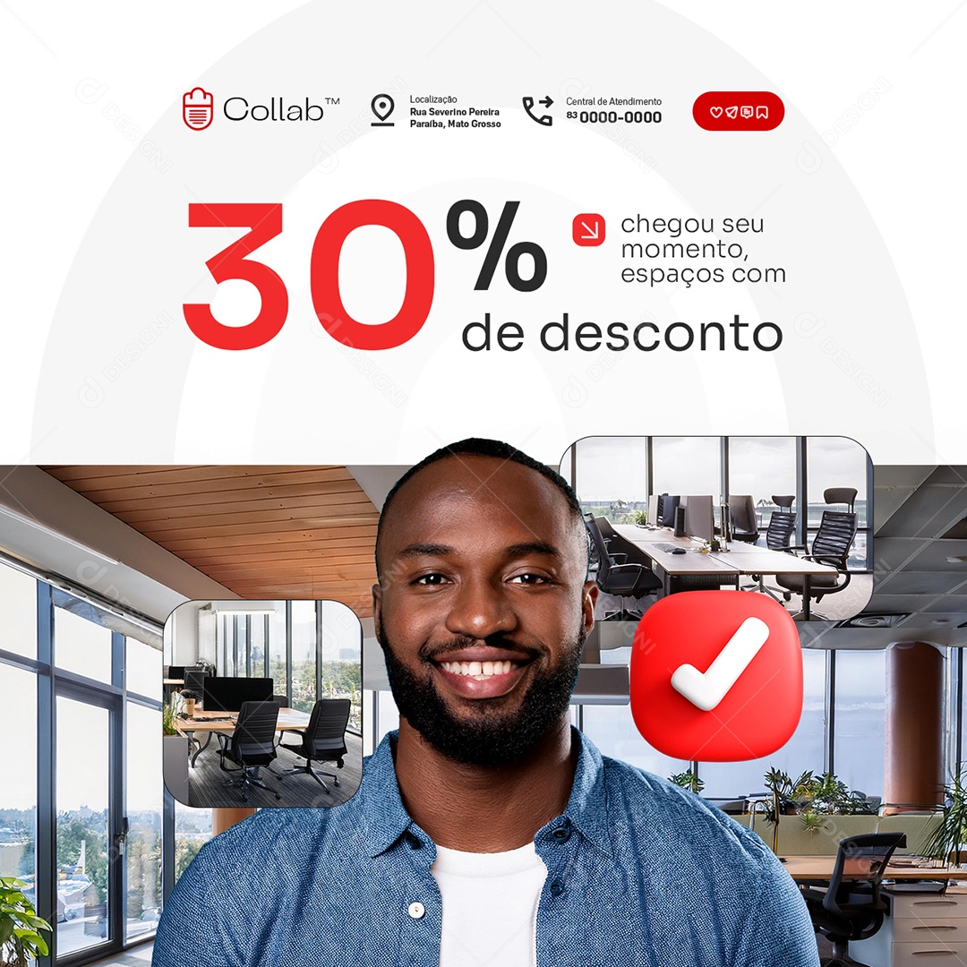 Coworking Chegou seu Momento Social Media PSD Editável