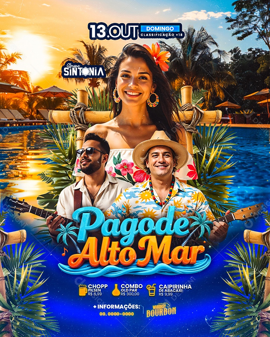 Flyer Pagode Alto Mar Social Media PSD Editável