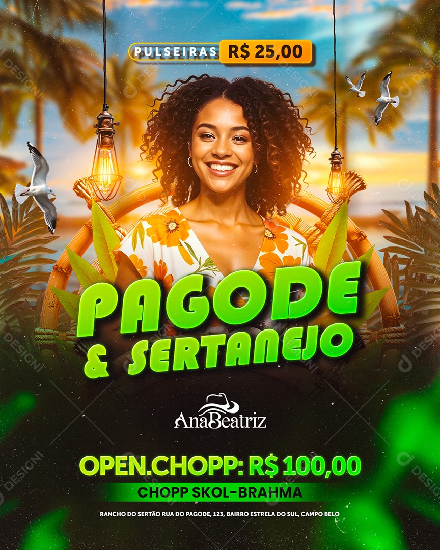 Flyer Pagode e Sertanejo Social Media PSD Editável