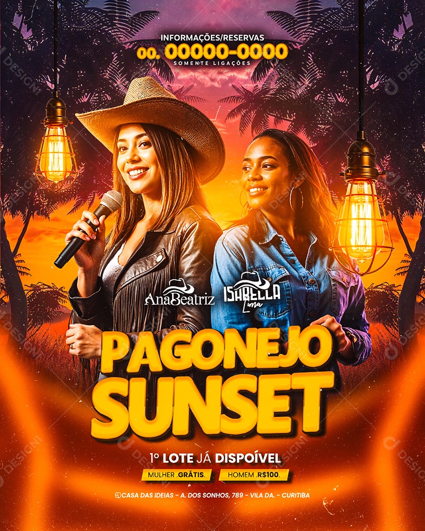 Flyer Pagonejo Sunset Social Media PSD Editável