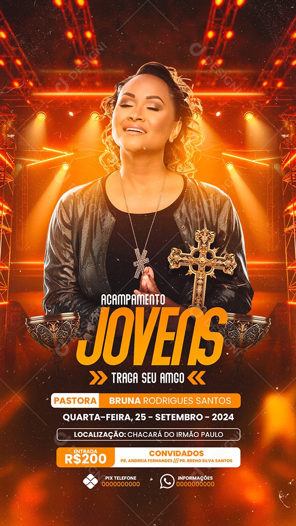 Story Flyer Gospel Acampamento Social Media PSD Editável