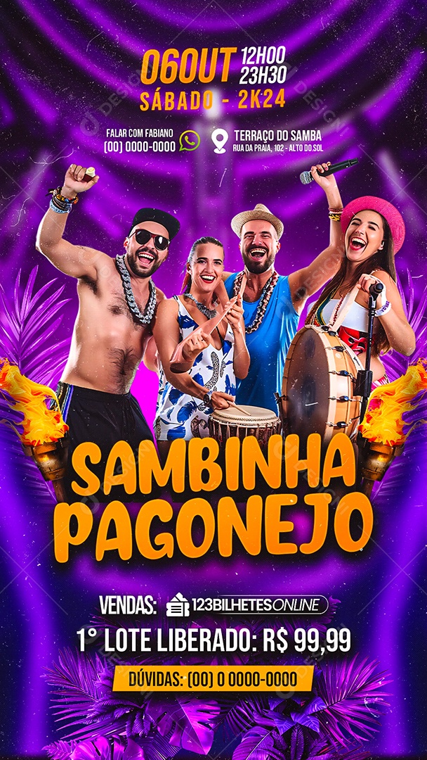 Story Flyer Sambinha Pagonejo Social Media PSD Editável