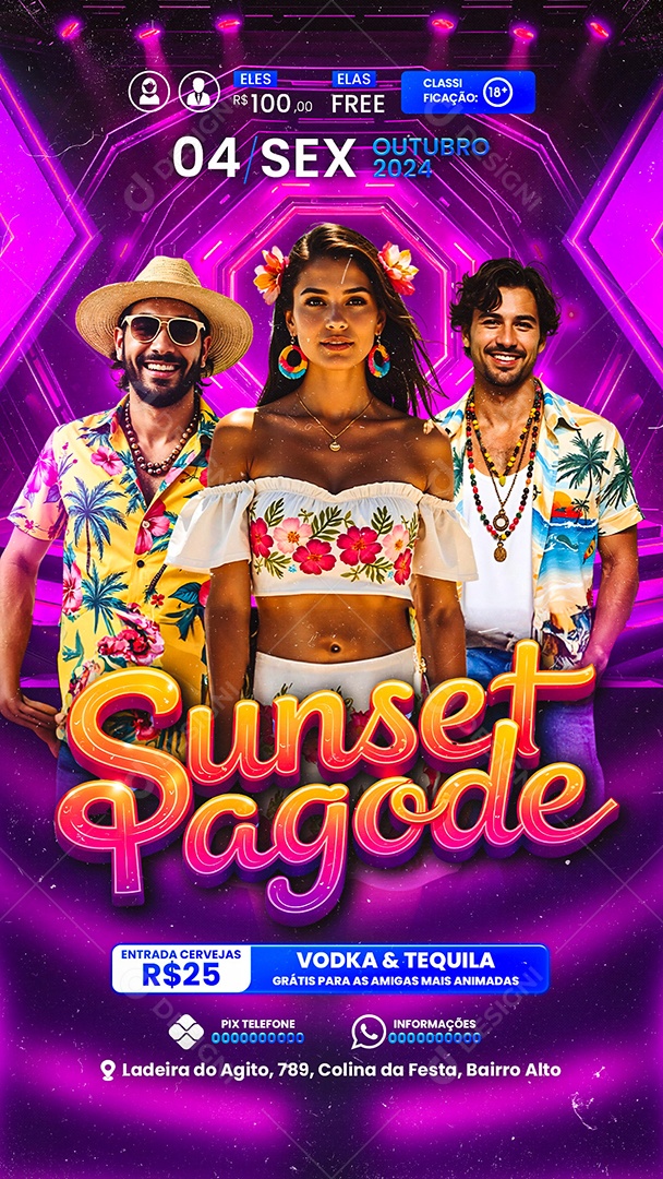 Story Flyer Sunset Pagode Social Media PSD Editável