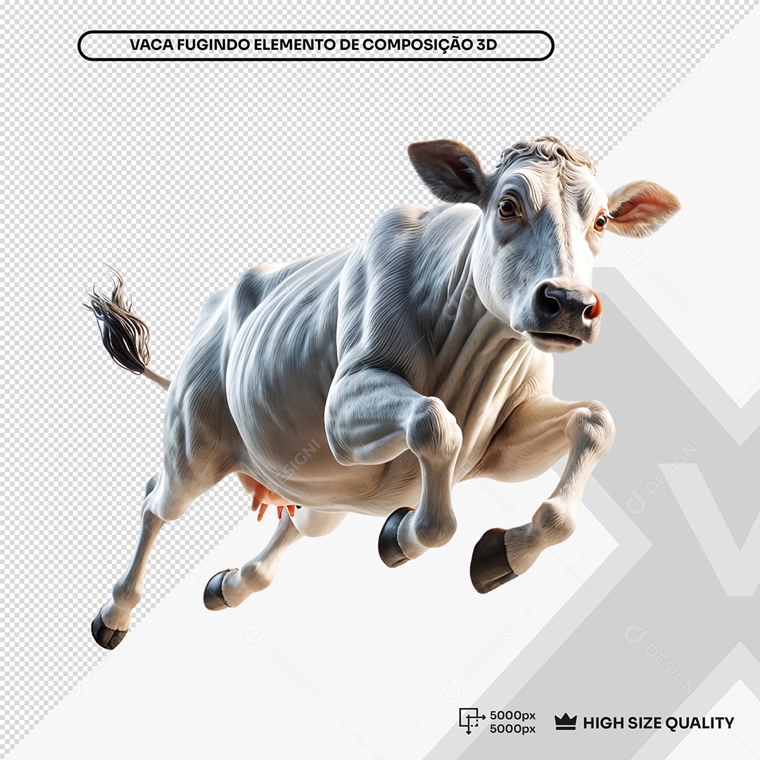 Elemento 3D Vaca para Composição PSD