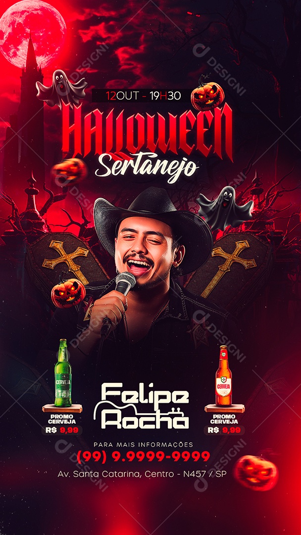Story Flyer Halloween Sertanejo Felipe Rocha Social Media PSD Editável