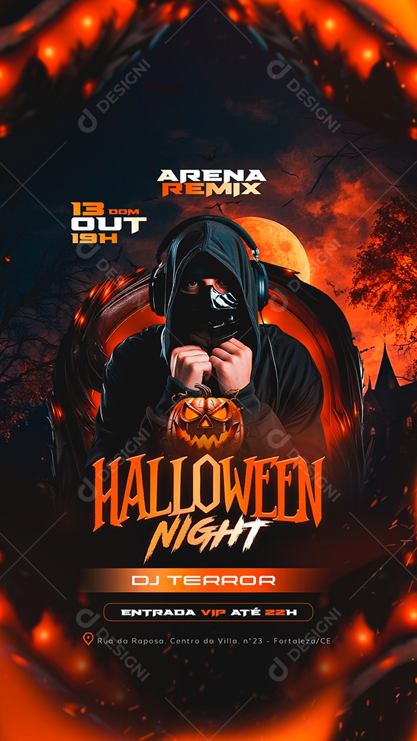 Story Flyer Halloween Night Social Media PSD Editável