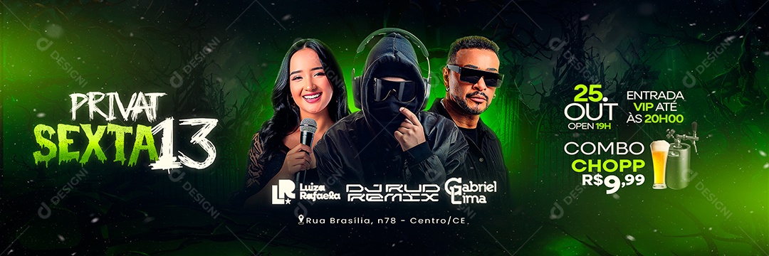 Carrossel Flyer Halloween Privat Sexta 13 Social Media PSD Editável