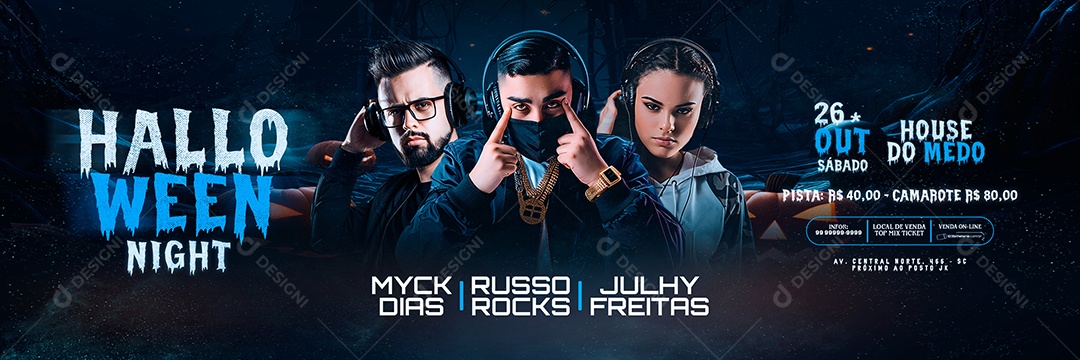 Carrossel Flyer Halloween Night house do Medo Social Media PSD Editável