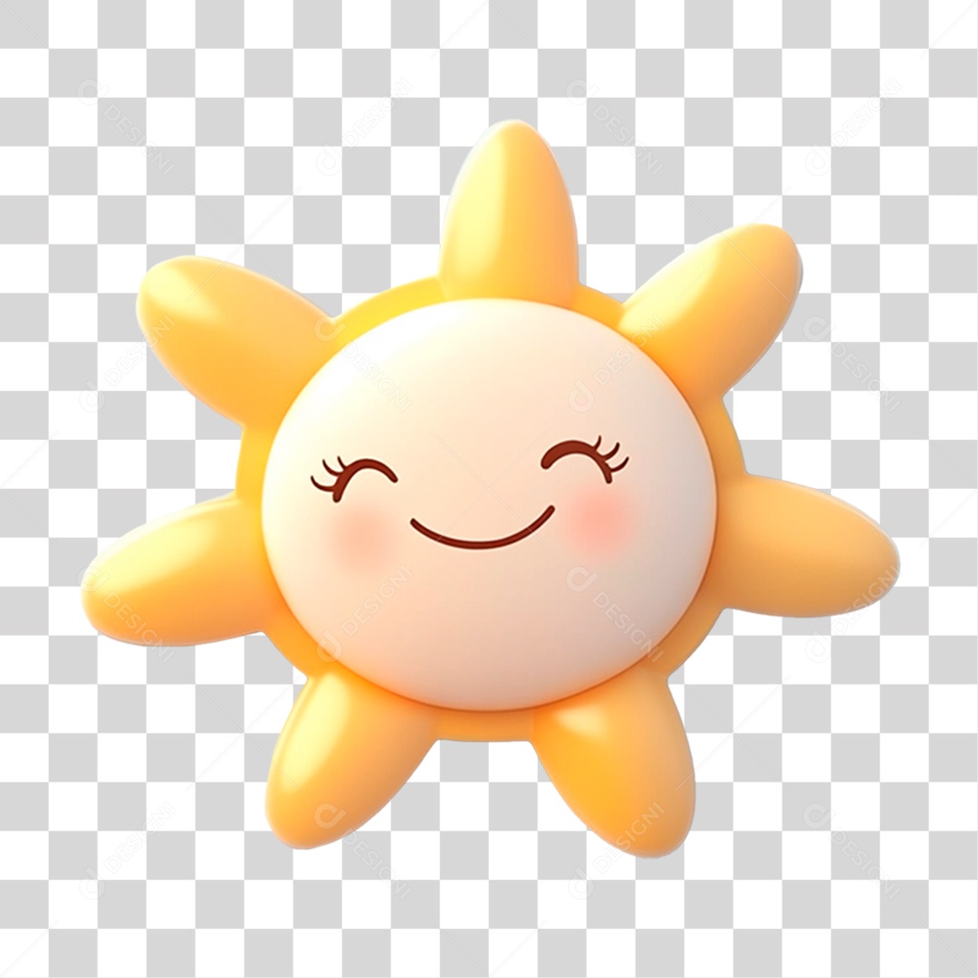 Sol Fofo Elemento 3D Para Composição PNG Transparente