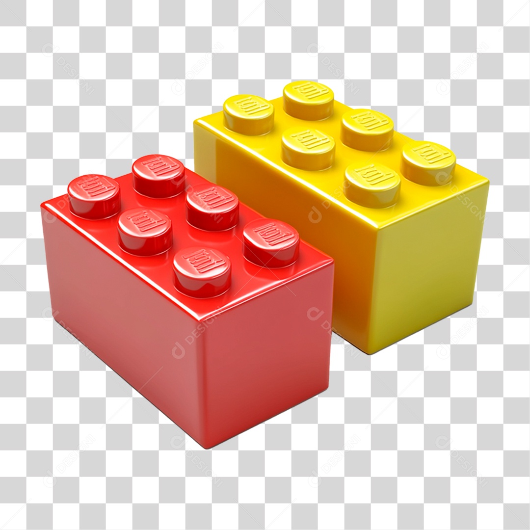 Dois Tijolos De lego Renderização Elemento 3D Para Composição PNG Transparente