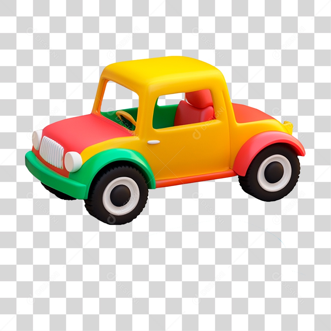 Carro De brinquedo Fofo Colorido Elemento 3D Para Composição PNG Transparente