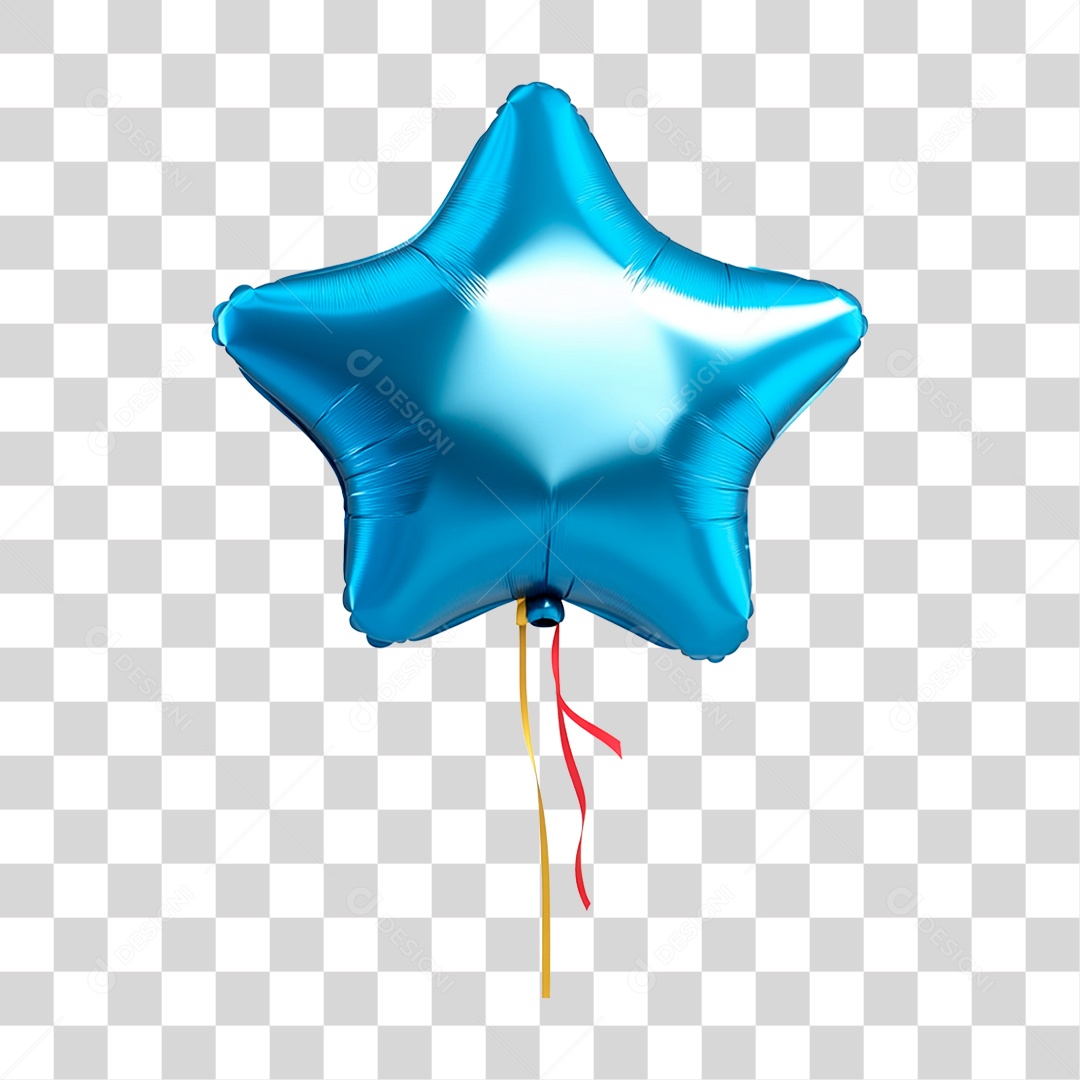 Balão Em forma De Estrela Renderização  Elemento 3D Para Composição PNG Transparente