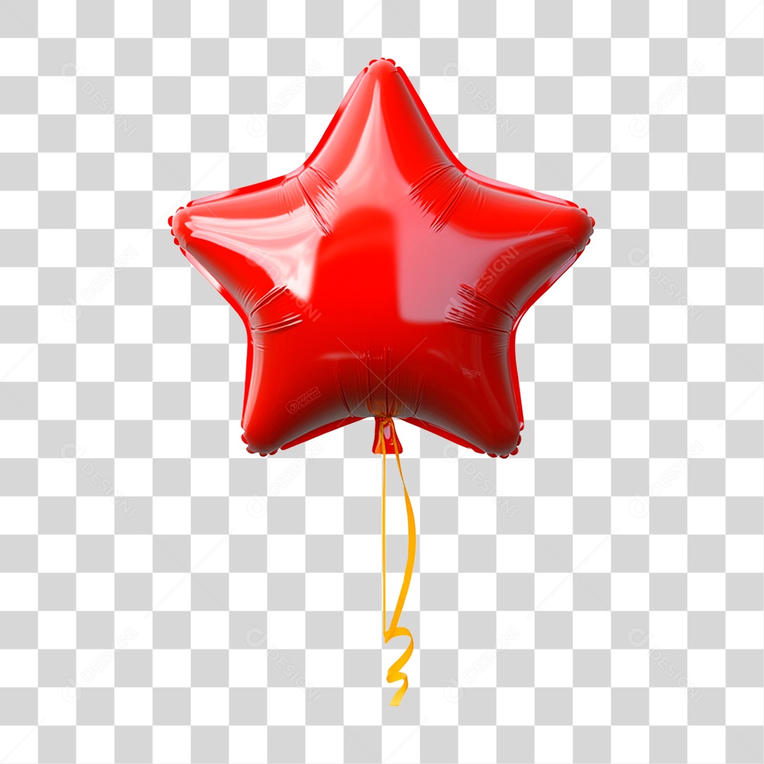 Balão Em forma De Estrela Renderização  Elemento 3D Para Composição PNG Transparente