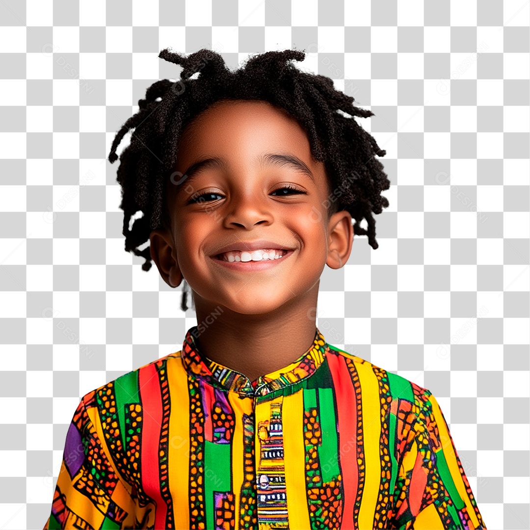 Criança Menino Negro 9 Anos Cabelo Preto Elemento 3D Para Composição PNG Transparente