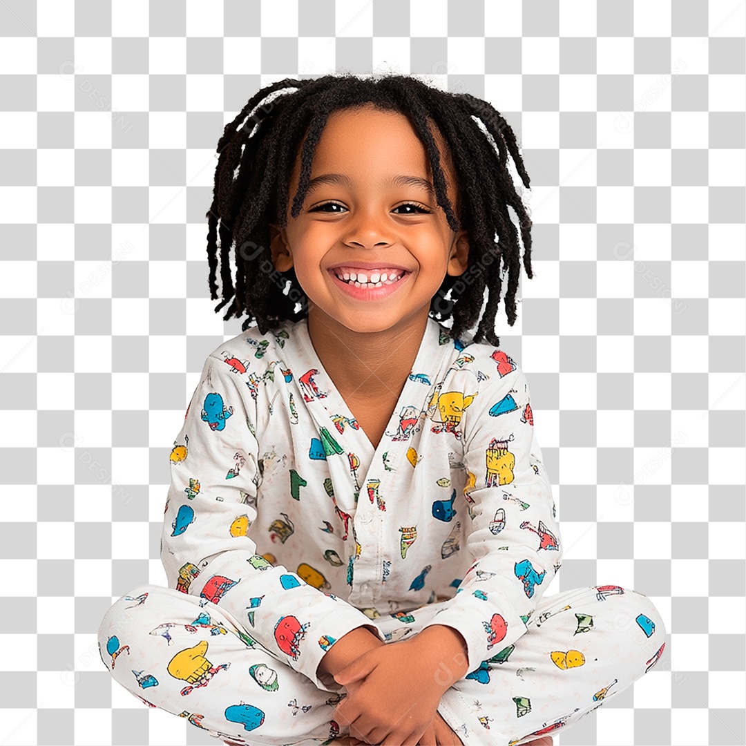 Criança Menino Negro 9 Anos Cabelo Preto Elemento 3D Para Composição PNG Transparente