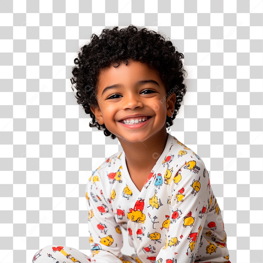 Criança Menino Negro 9 Anos Cabelo Preto Elemento 3D Para Composição PNG Transparente
