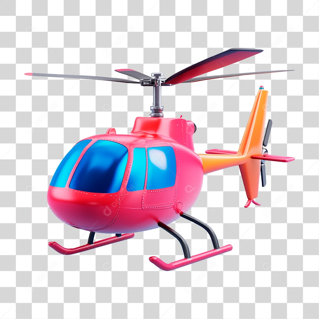 Helicóptero Bonito Colorido Elemento 3D Para Composição PNG Transparente