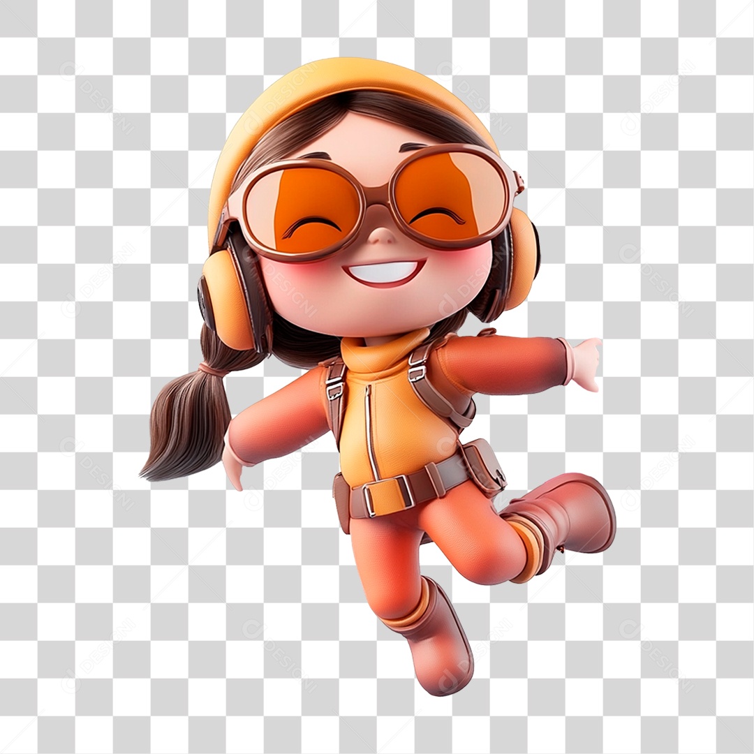 Piloto De Avião Mascote Feliz Com Óculos De Aviador Elemento 3D Para Composição PNG Transparente