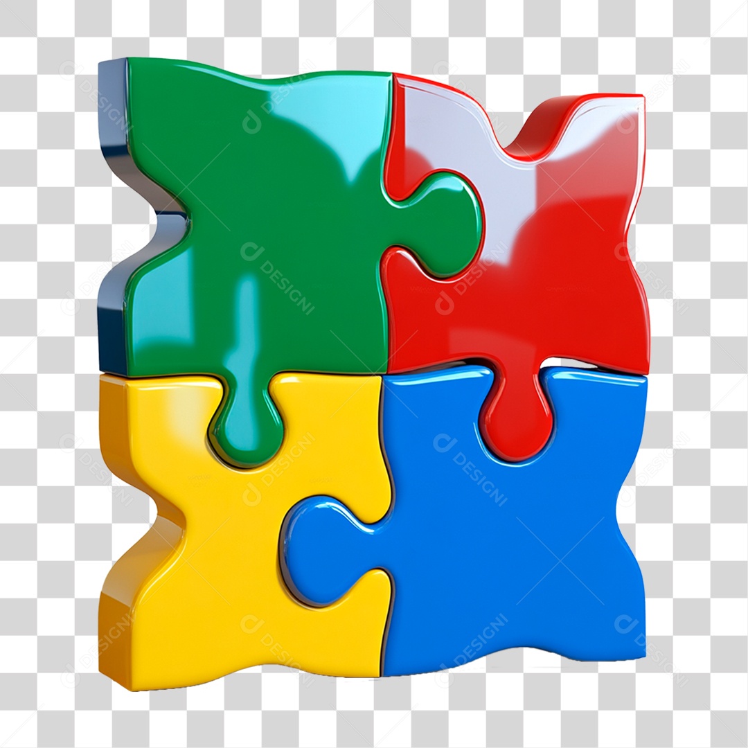 Quebra-cabeça Colorido Elemento 3D Para Composição PNG Transparente