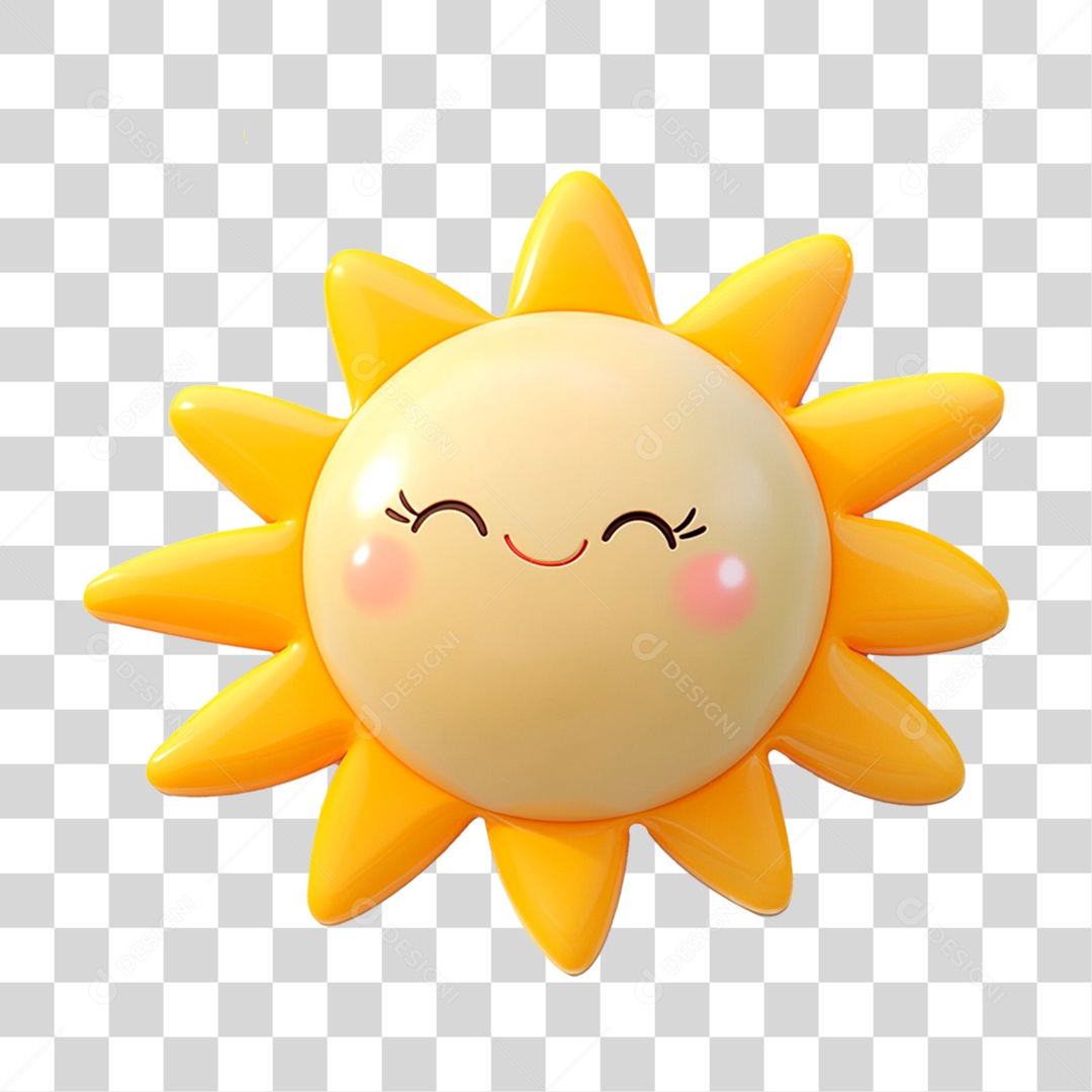 Sol Fofo Renderização Elemento 3D Para Composição PNG Transparente