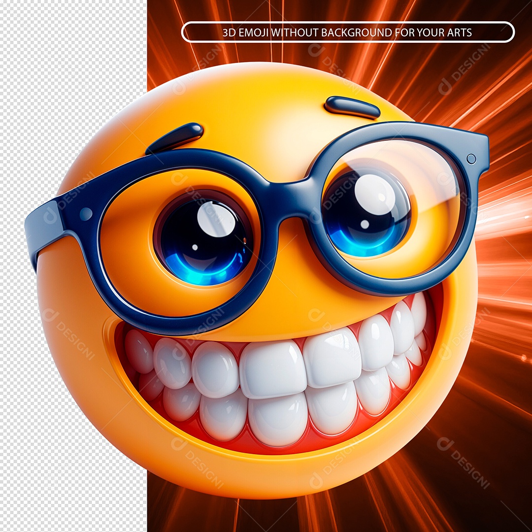 Emoji Sorridente De Oculos Elemento 3D Para Composição PSD
