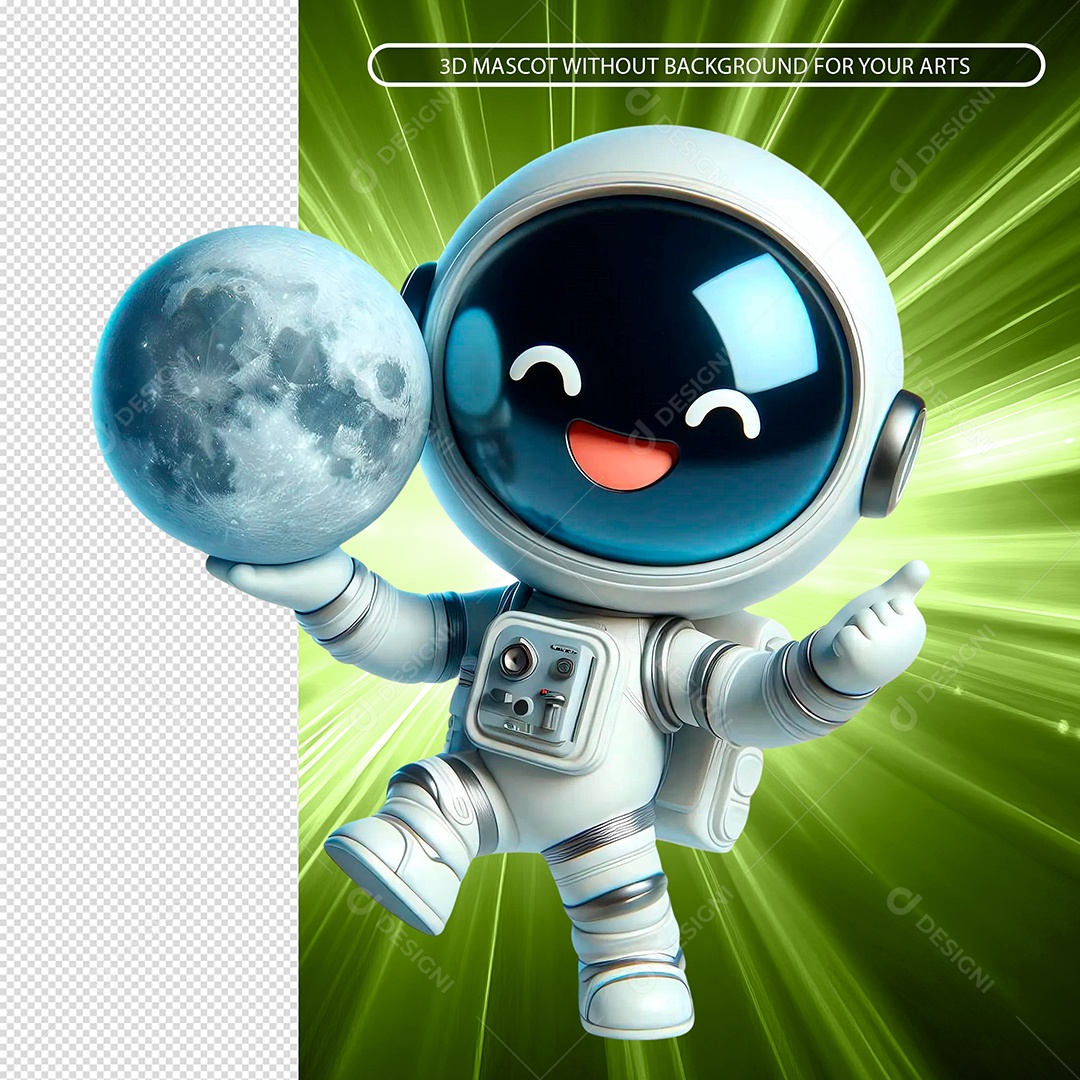 Emoji De Astronauta 3D para Composição PSD..
