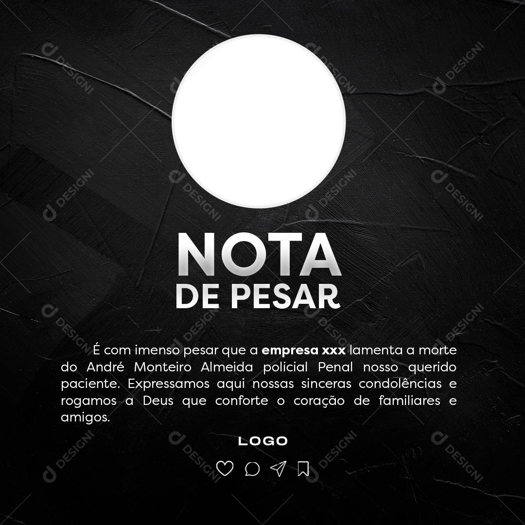 Nota de Pesar Social Media PSD Editável