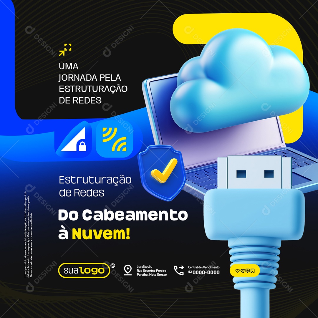 Estruturação de Redes Do Cabeamento à Nuvem Social Media PSD Editável