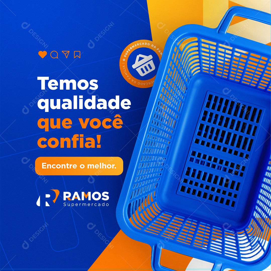 Supermercado Temos Qualidade Que Você Confia Social Media PSD Editável