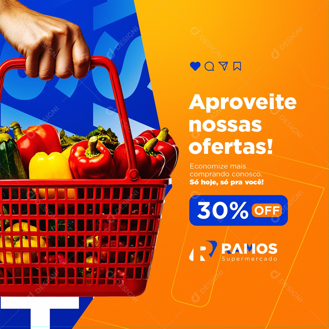 Supermercado Aproveite Nossas Ofertas Social Media PSD Editável