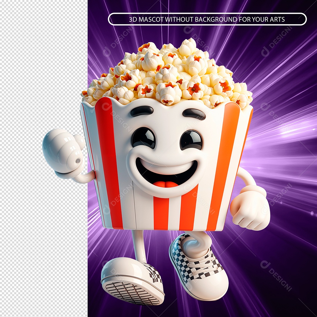 Emoji De Pipoca Elemento 3D para Composição PSD