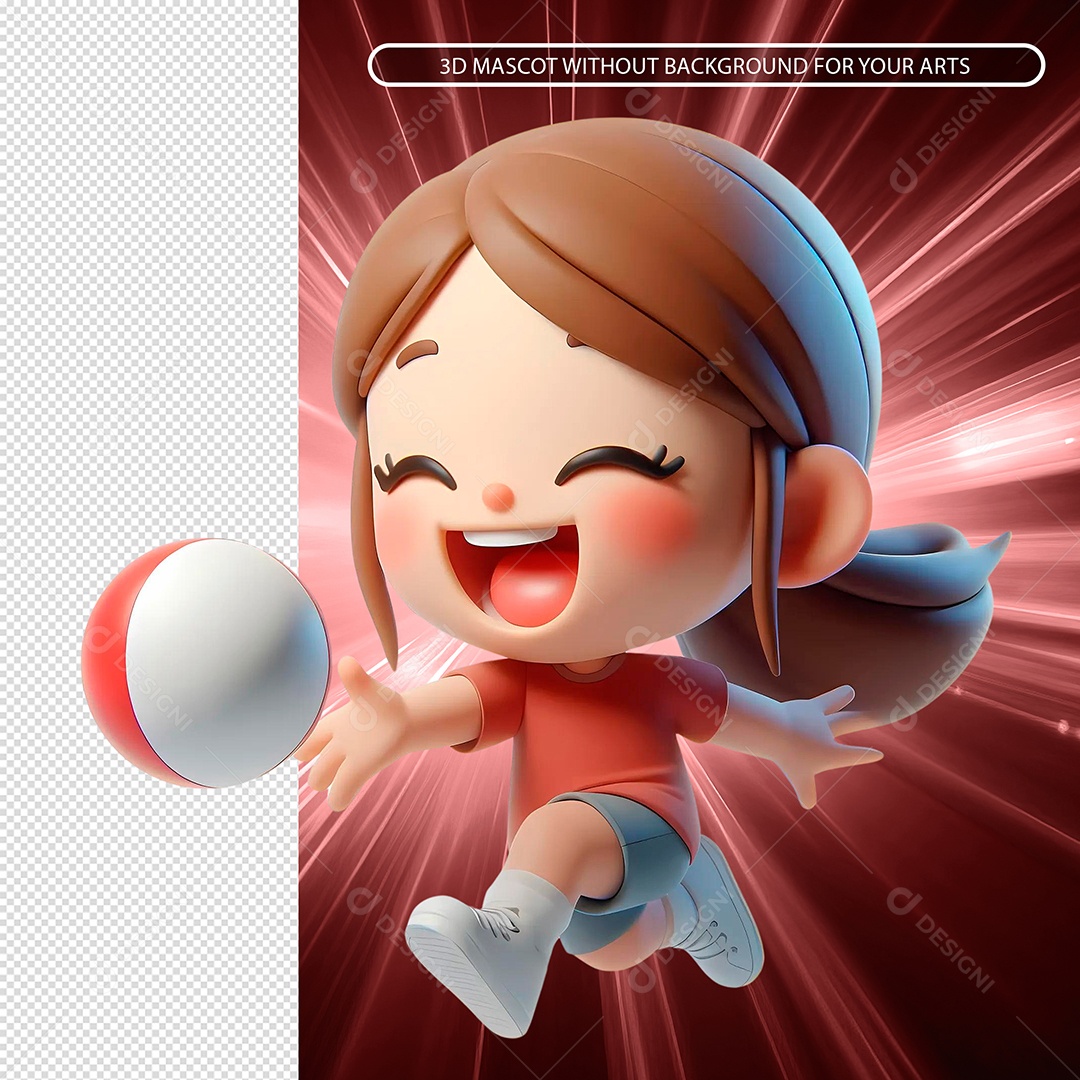 Criança Elemento 3D Com Bola 3D para Composição PSD.zip.