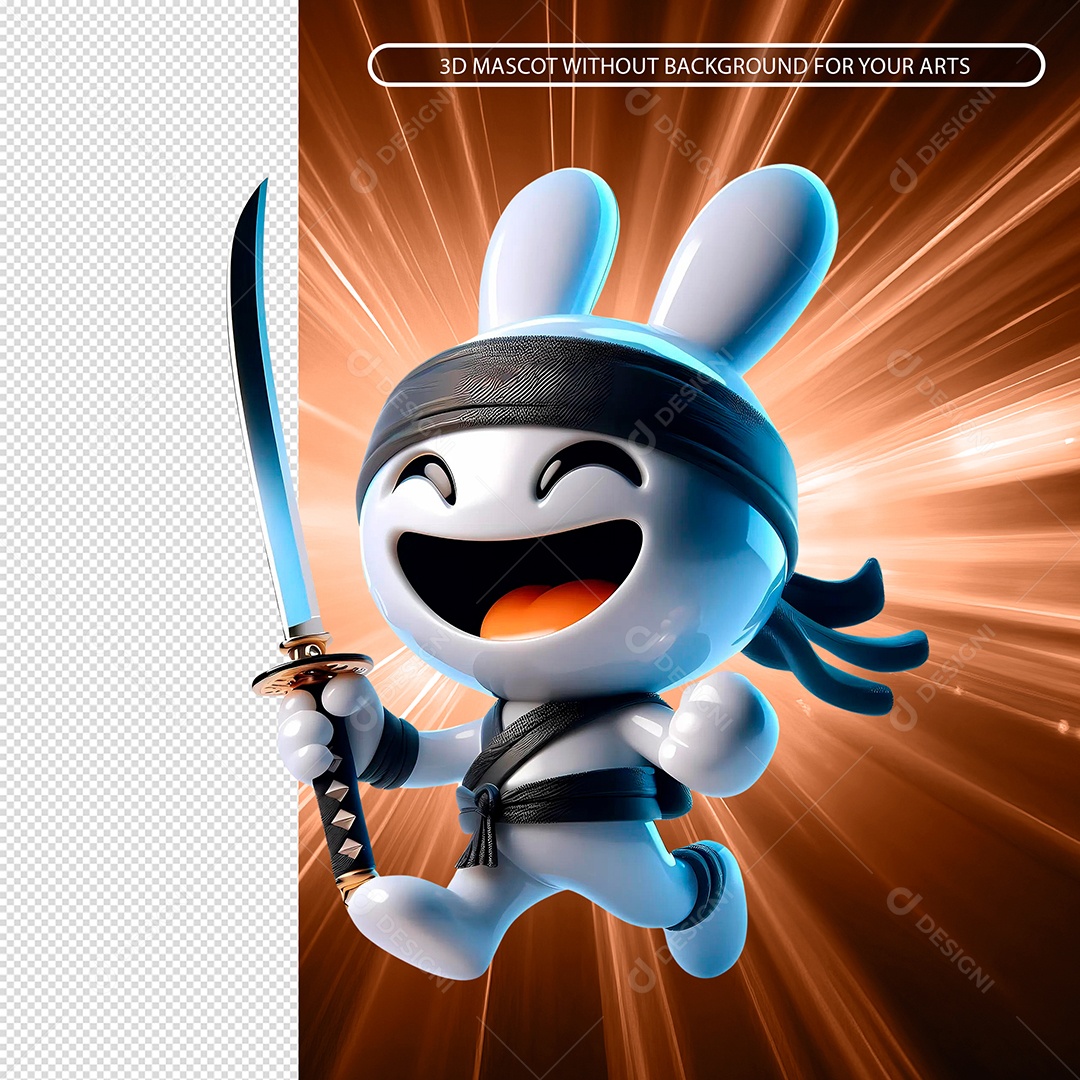 Emoji Branco Samurai Com Espada 3D para Composição PSD.zip.