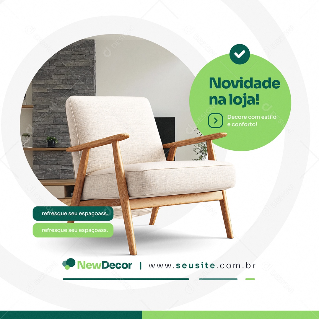 Loja de Móveis Cadeira Novidade Social Media PSD Editável