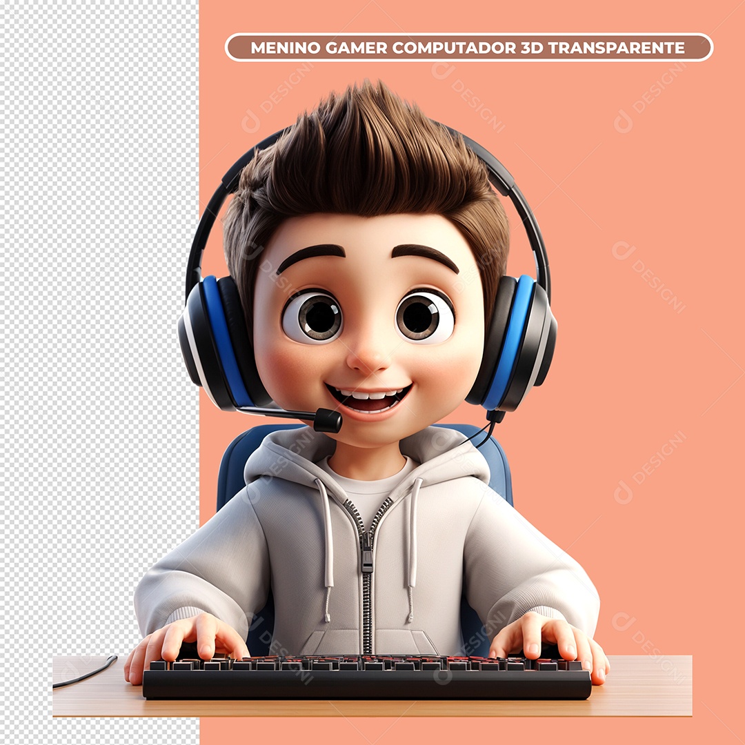 elemento 3D menino Jogando videogame para Composição PSD