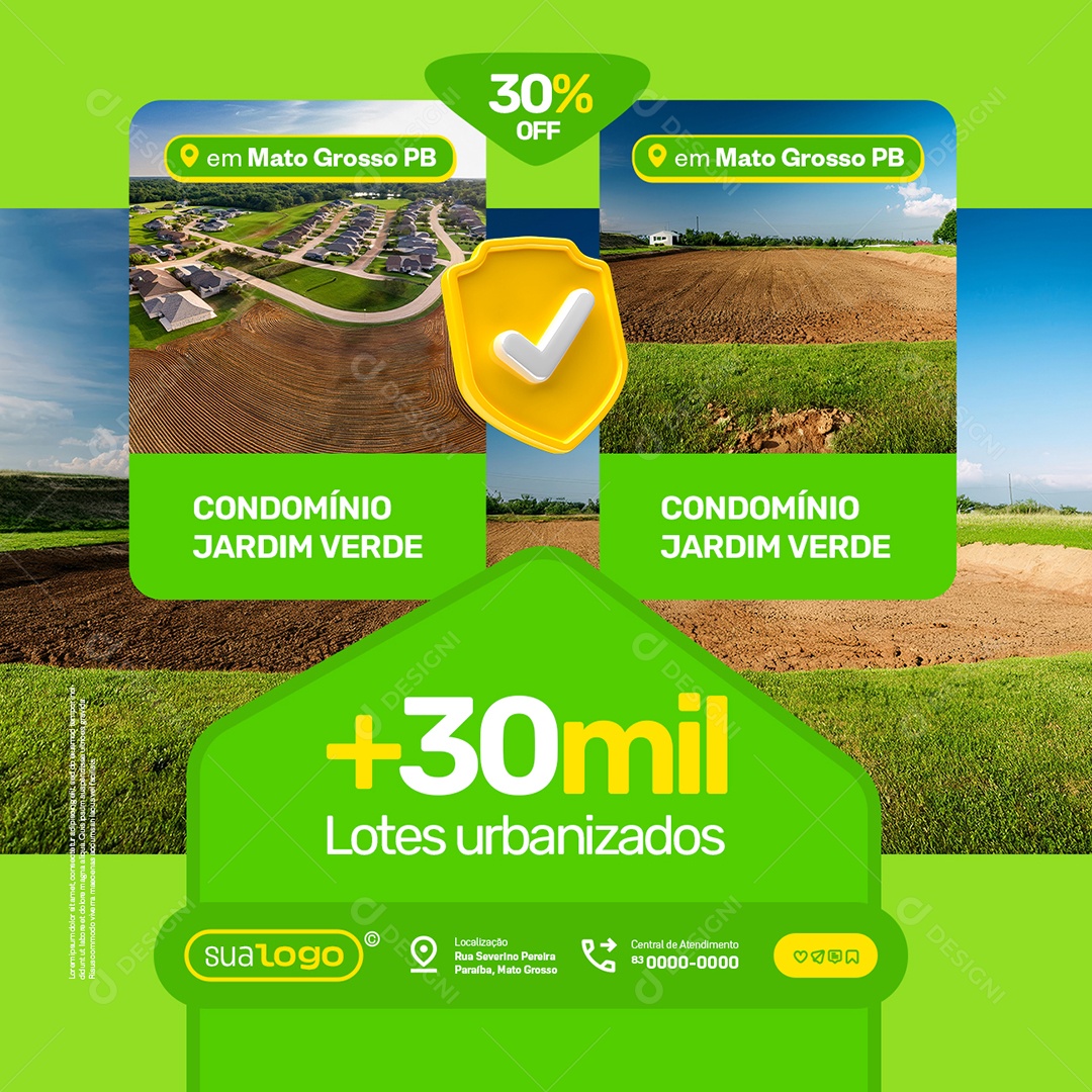 Loteamento Lotes Urbanizados Condomínio Jardim Verde Social Media PSD Editável