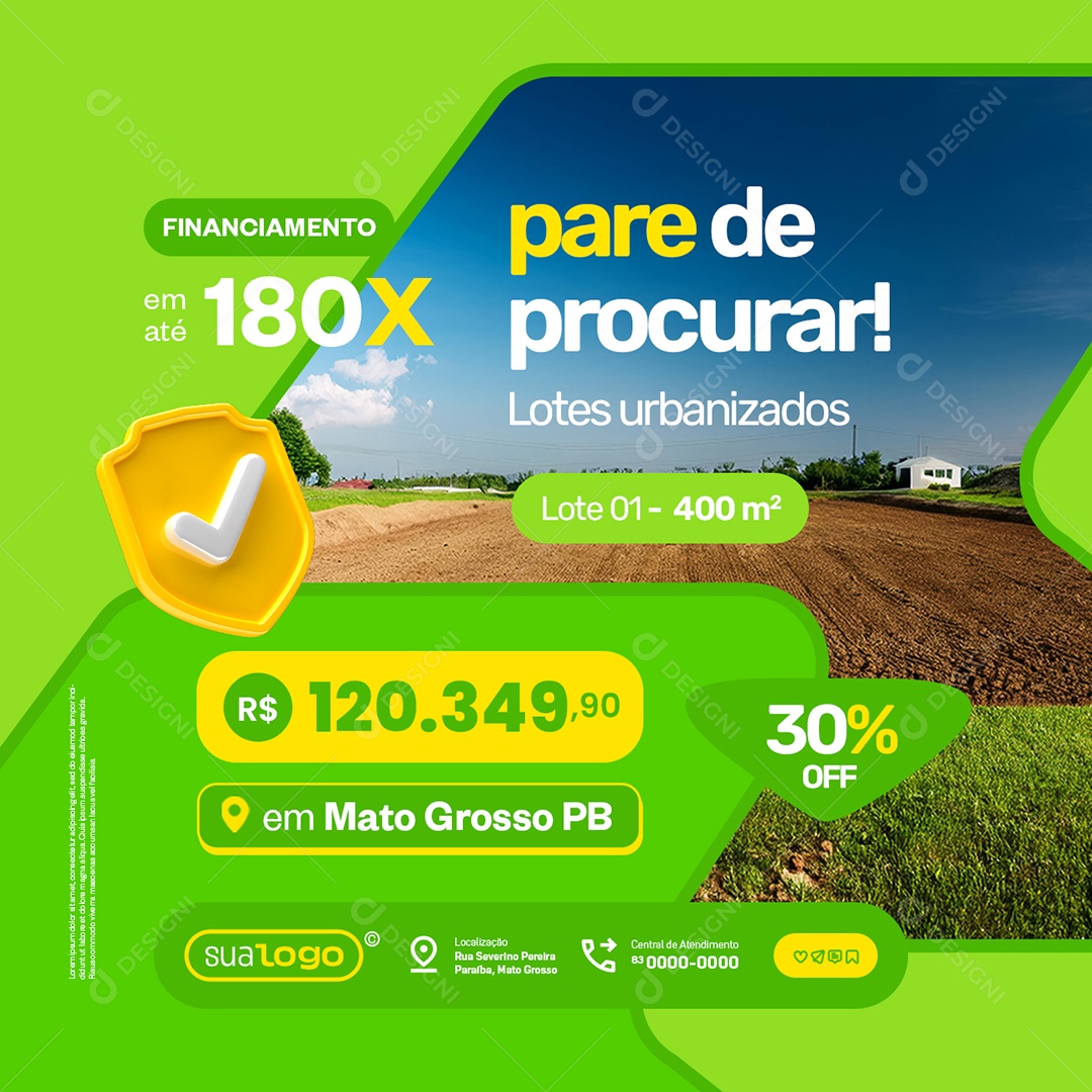 Loteamento Pare de Procurar Lotes Urbanizados Social Media PSD Editável