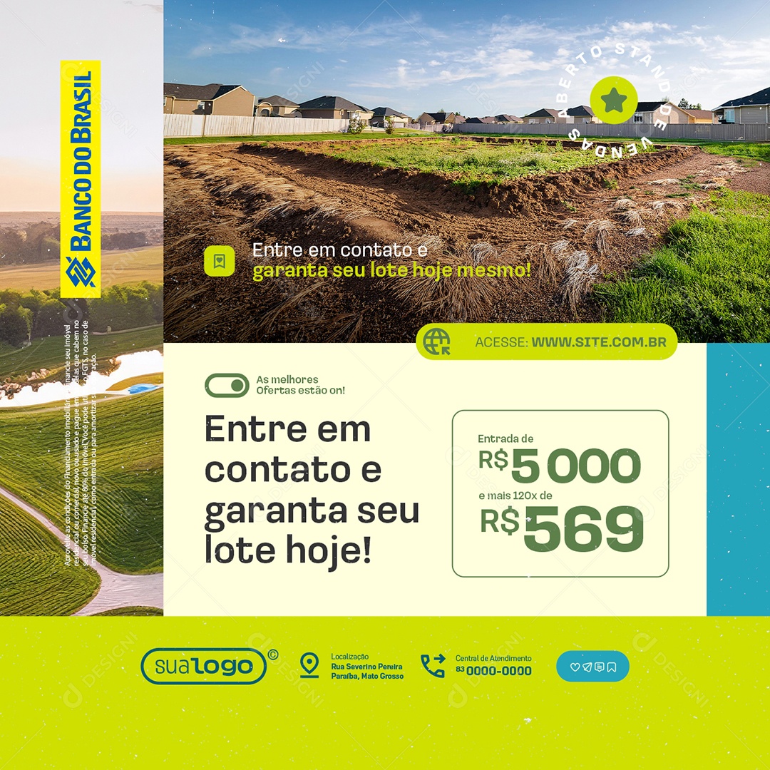 Lotes Entre em Contato e Garanta seu Lote Hoje Social Media PSD Editável