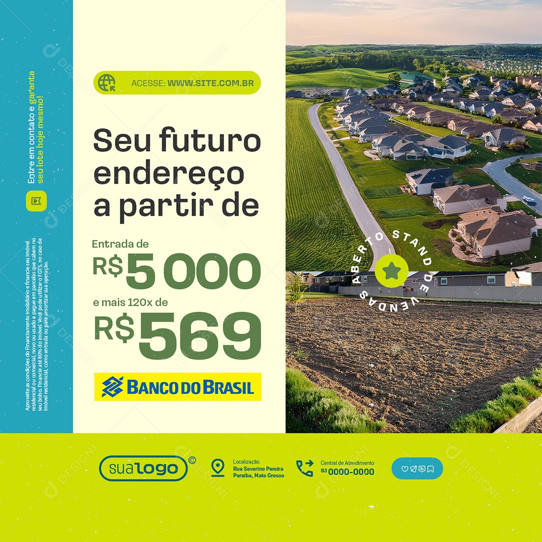 Lotes Seu Futuro Endereço Social Media PSD Editável
