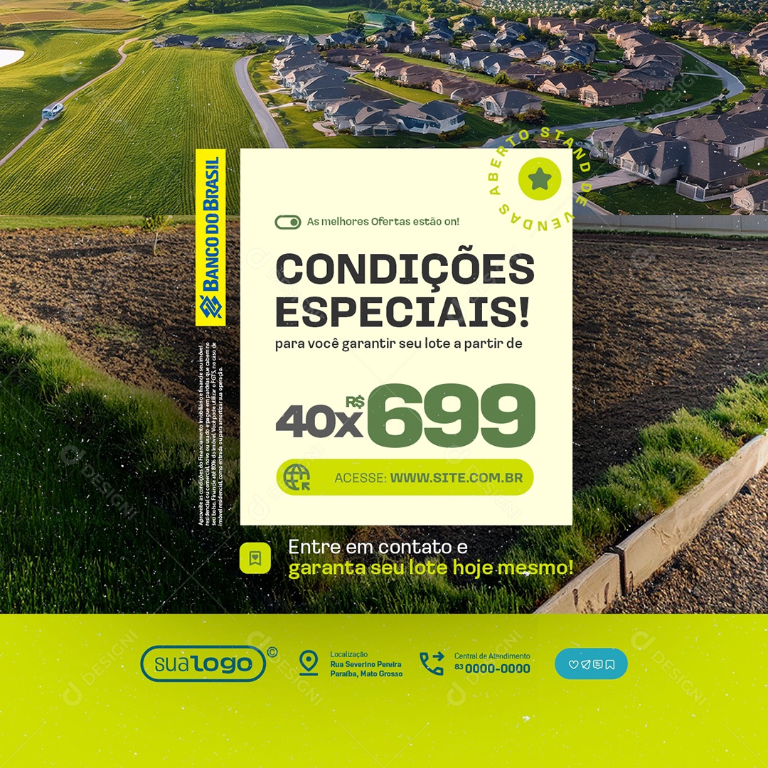 Lotes Condições Especiais Social Media PSD Editável