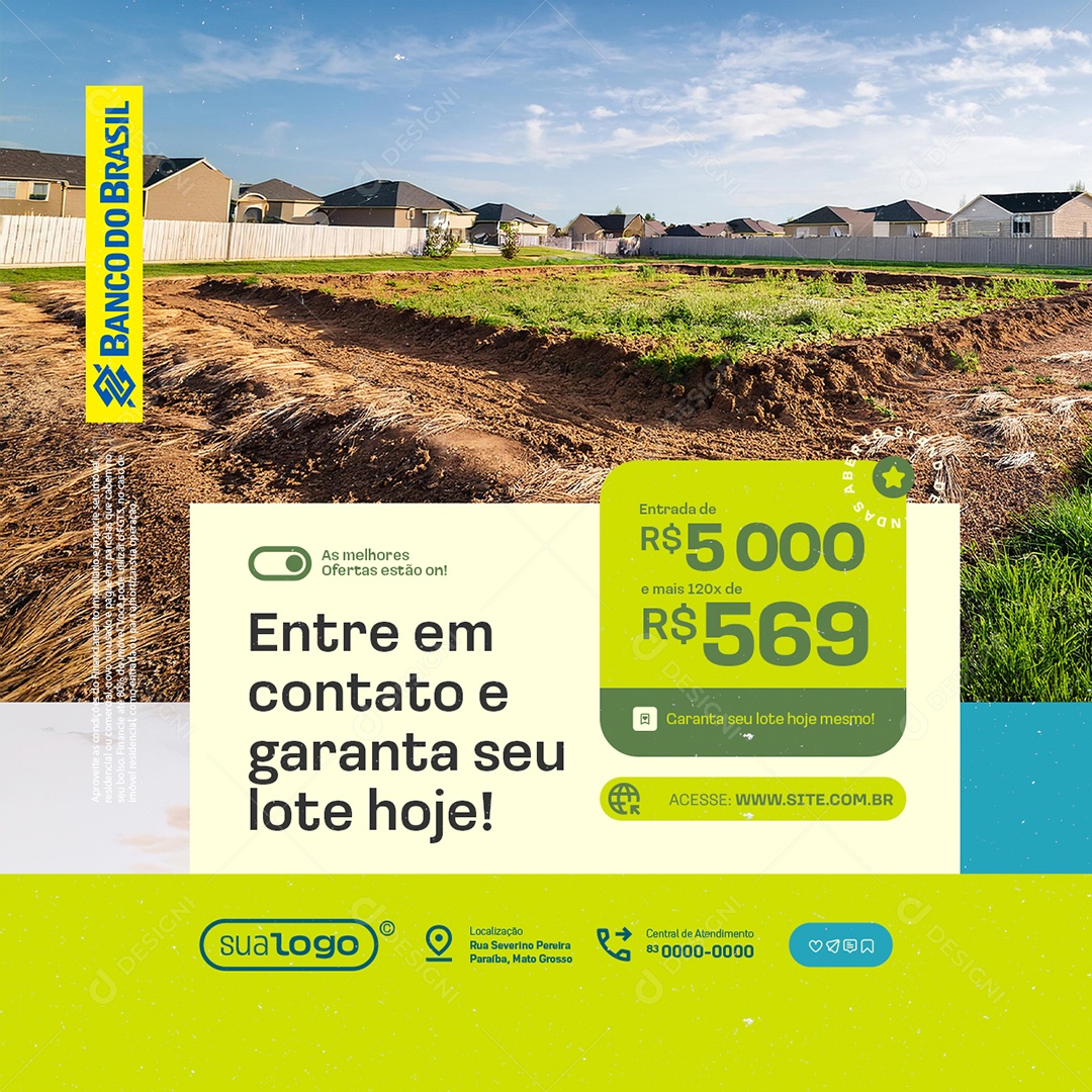 Lotes Entre em Contato e Garanta seu Lote Hoje Social Media PSD Editável