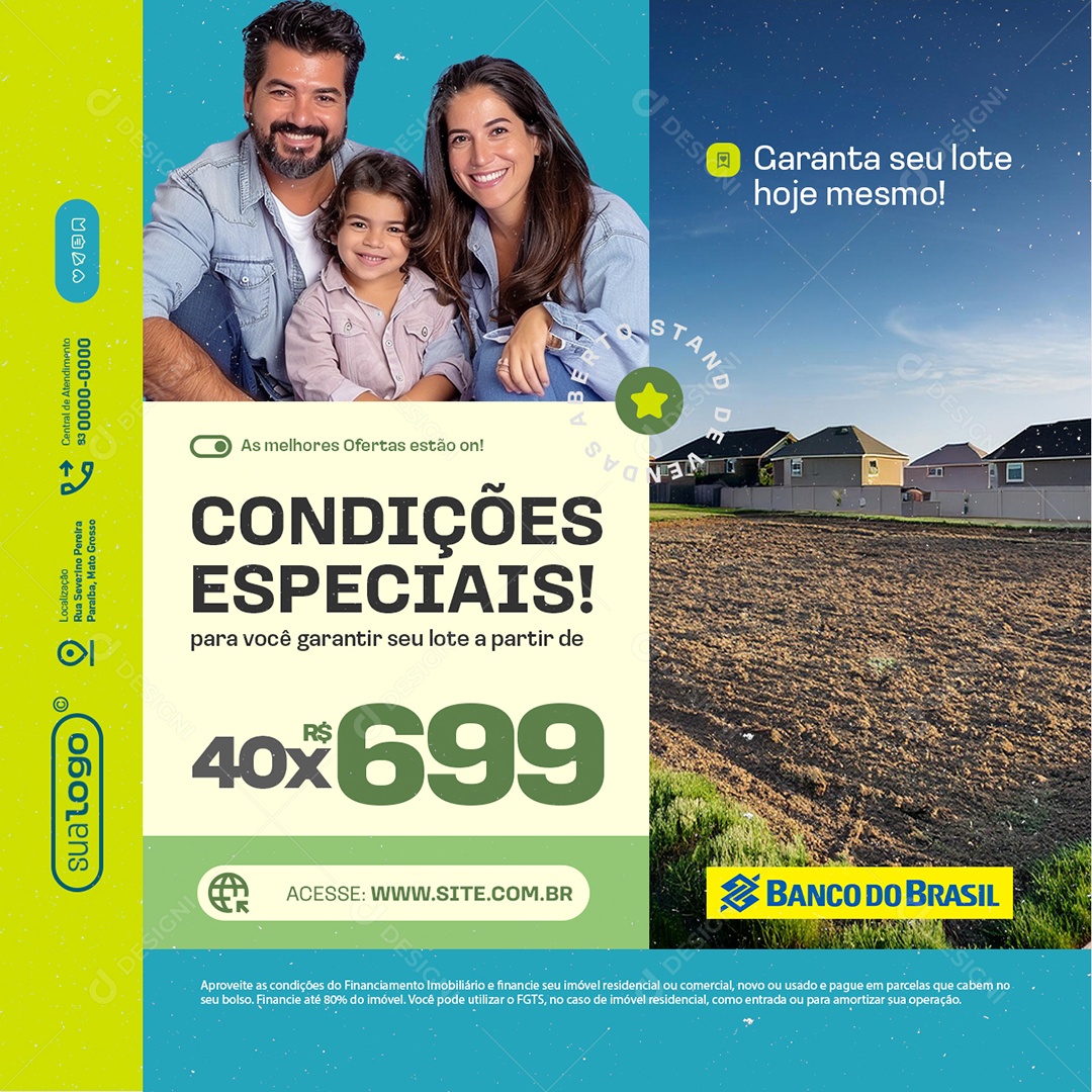 Lotes Condições Especiais para Você Garantir seu Lote Social Media PSD Editável