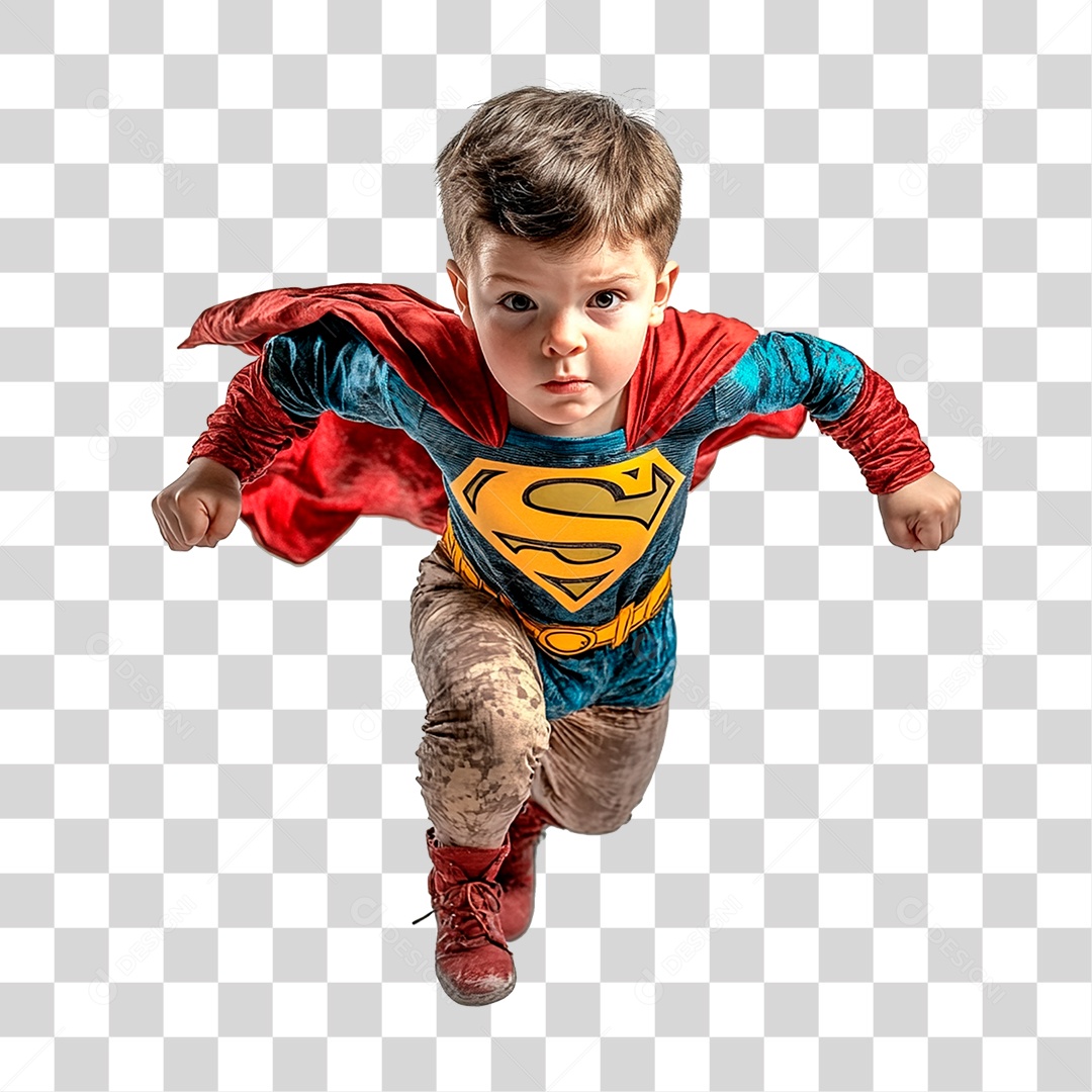 Criança Vestida De Super Herói Elemento 3D PNG Transparente