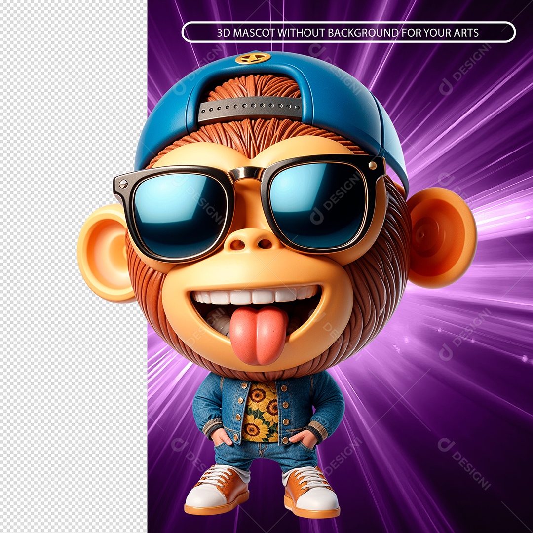 Macaco De Oculos Elemento 3D para Composição PSD