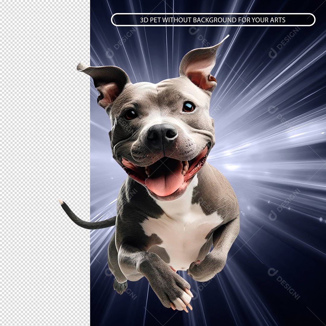 Cachorro Pitbull Elemento 3D Para Composição PSD.zip.