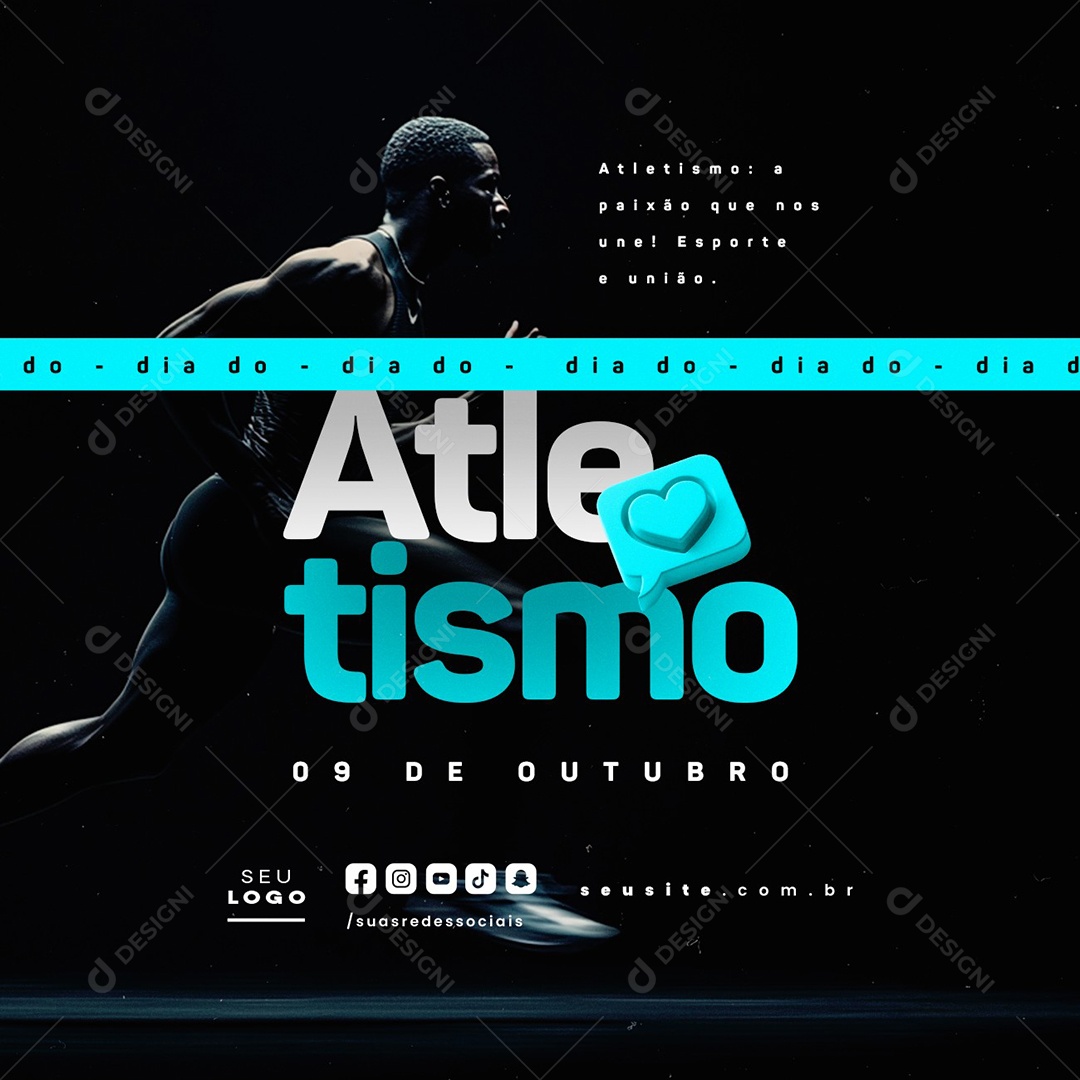 Dia do Atletismo 09 de Outubro A Paixão Que nos Une Social Media PSD Editável